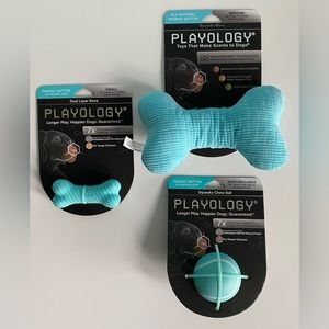 3 Playology Dog Toy Peanut Butter Bundle New